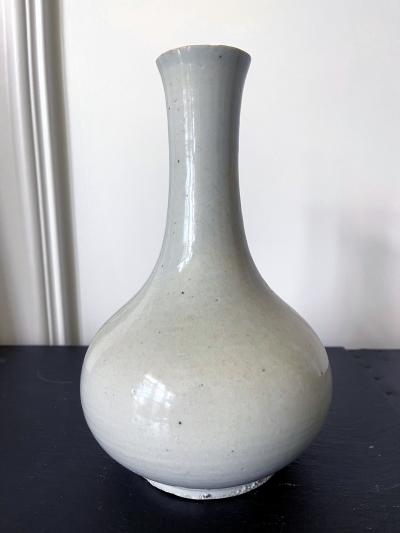 Large Antique White Glazed Bottle Vase Korean Ceramic Joseon Dynasty