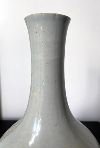 Large Antique White Glazed Bottle Vase Korean Ceramic Joseon Dynasty