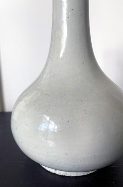 Large Antique White Glazed Bottle Vase Korean Ceramic Joseon Dynasty