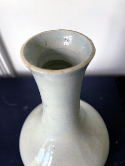 Large Antique White Glazed Bottle Vase Korean Ceramic Joseon Dynasty