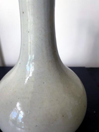 Large Antique White Glazed Bottle Vase Korean Ceramic Joseon Dynasty