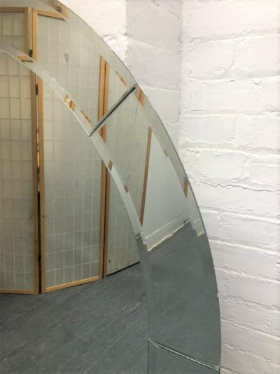 Large Arch Beveled Mirror with Smoked Glass Crown