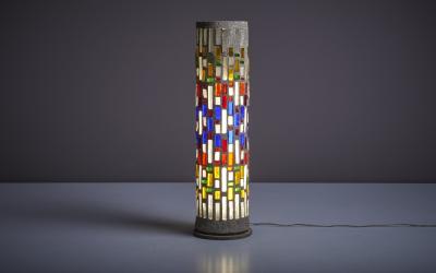 Large Architectural Glass and Concrete Floor Lamp for in and Outdoors