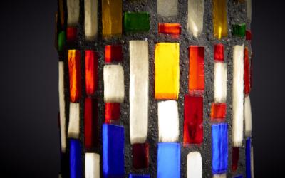 Large Architectural Glass and Concrete Floor Lamp for in and Outdoors