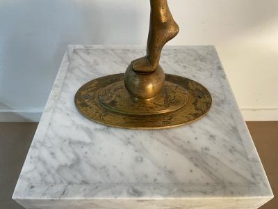 Large Art Deco Bronze Figural Sculpture on Carrara Marble Pedestal