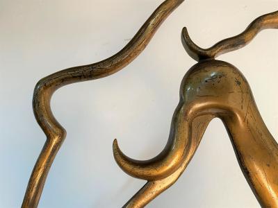 Large Art Deco Bronze Figural Sculpture on Carrara Marble Pedestal