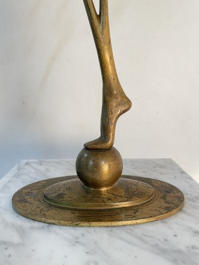 Large Art Deco Bronze Figural Sculpture on Carrara Marble Pedestal