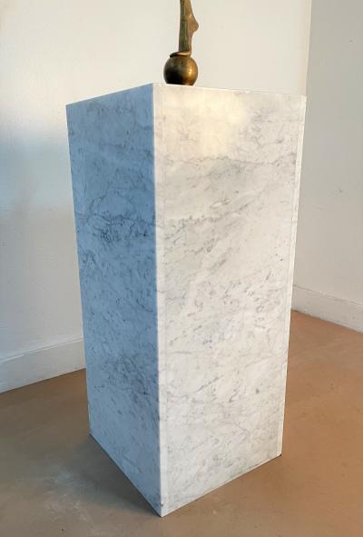 Large Art Deco Bronze Figural Sculpture on Carrara Marble Pedestal