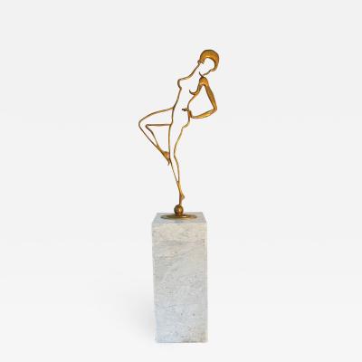 Large Art Deco Bronze Figural Sculpture on Carrara Marble Pedestal