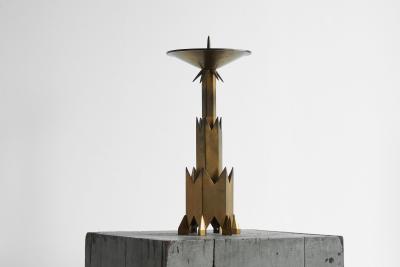 Large Art Deco Candle Holder in Patinated Brass Early 20th Century