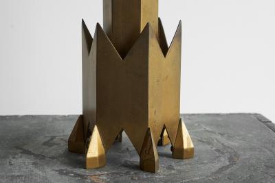 Large Art Deco Candle Holder in Patinated Brass Early 20th Century