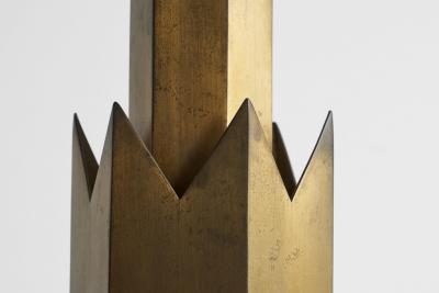 Large Art Deco Candle Holder in Patinated Brass Early 20th Century