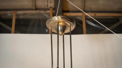 Large Art Deco Ceiling light Glass and Metal France 1930s