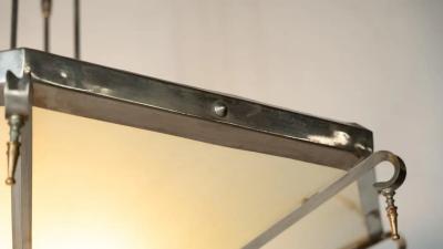 Large Art Deco Ceiling light Glass and Metal France 1930s
