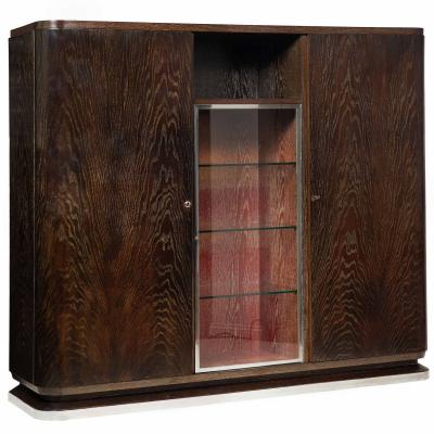 Large Art Deco Cerused Oak Display Cabinet Bookcase circa 1940