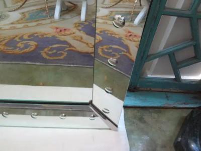 Large Art Deco Etched Bullseye Venetian Style Mirror