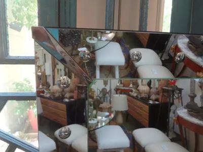 Large Art Deco Etched Bullseye Venetian Style Mirror