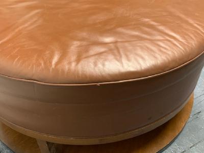 Large Art Deco Leather Walnut Ottoman