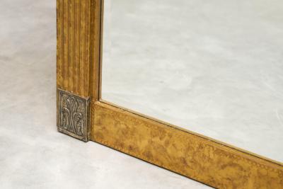 Large Art Deco Mirror in Patinated Brass with Facetted Mirror Glass 1960s