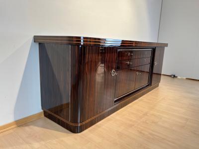 Large Art Deco Sideboard Macassar Ebony Maple Chrome France circa 1930