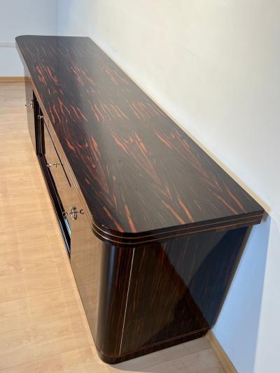 Large Art Deco Sideboard Macassar Ebony Maple Chrome France circa 1930
