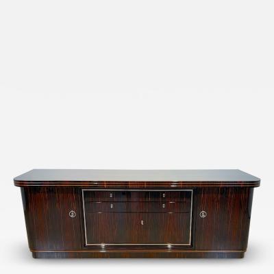 Large Art Deco Sideboard Macassar Ebony Maple Chrome France circa 1930