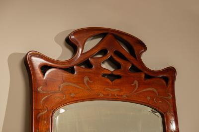 Large Art Nouveau Standing Mirror in Walnut France ca 1900