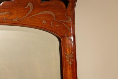 Large Art Nouveau Standing Mirror in Walnut France ca 1900