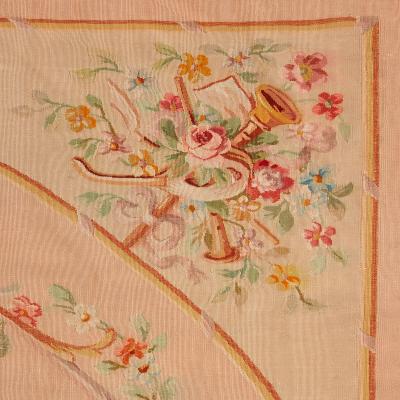 Large Aubusson carpet with floral and musical motifs