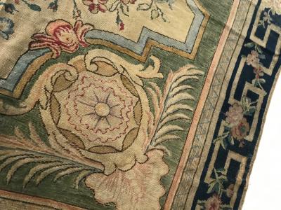 Large Authentic Savonnerie Bold Handmade Wool Rug