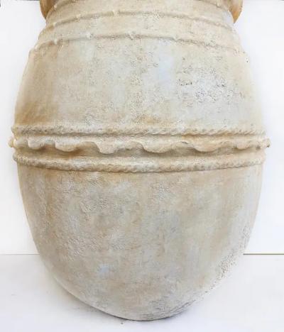 Large Balinese Scalloped Lip Unglazed Terracotta Planter White Washed Finish