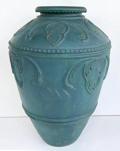 Large Balinese Teal Maja Statement Terracotta Planter Urn