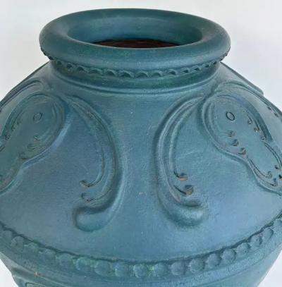 Large Balinese Teal Maja Statement Terracotta Planter Urn