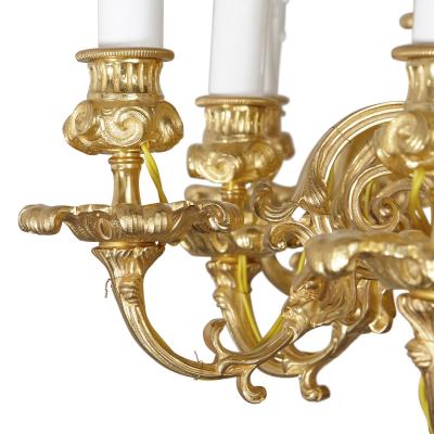 Large Baroque style gilt bronze eighteen light chandelier