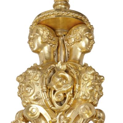 Large Baroque style gilt bronze eighteen light chandelier