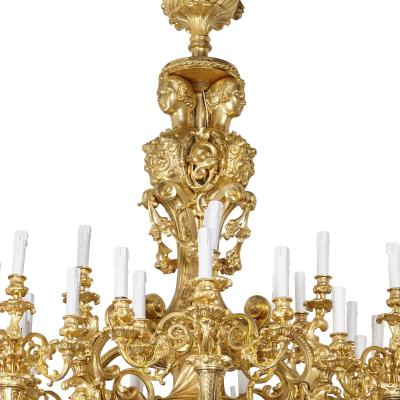 Large Baroque style gilt bronze eighteen light chandelier