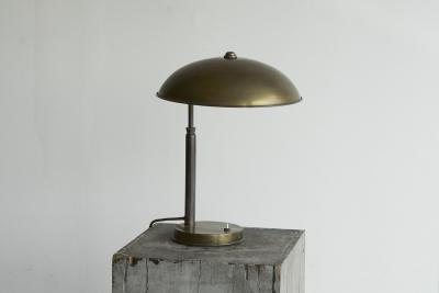 Large Bauhaus Style Table Lamp in Patinated Brass 1930s