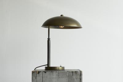Large Bauhaus Style Table Lamp in Patinated Brass 1930s