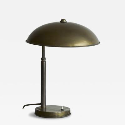 Large Bauhaus Style Table Lamp in Patinated Brass 1930s
