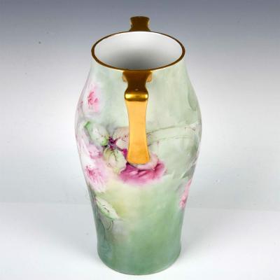 Large Bavarian Porcelain Double Handled Vase Hand Painted Roses Gold