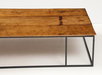 Large Belgian Lemon Wood Coffee Table with Hand Made Blackened Base