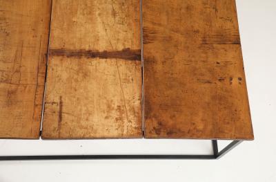 Large Belgian Lemon Wood Coffee Table with Hand Made Blackened Base