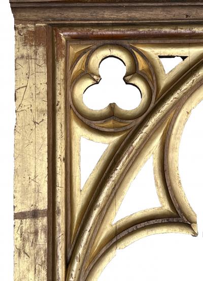 Large Belgian Neo Gothic Painted and Giltwood Architectural Element