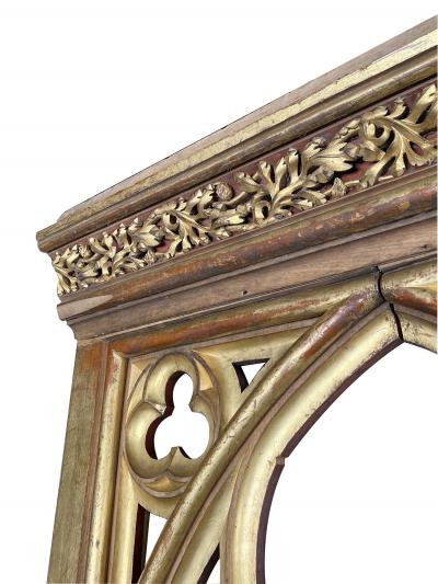 Large Belgian Neo Gothic Painted and Giltwood Architectural Element
