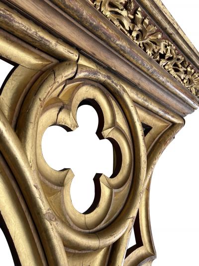 Large Belgian Neo Gothic Painted and Giltwood Architectural Element