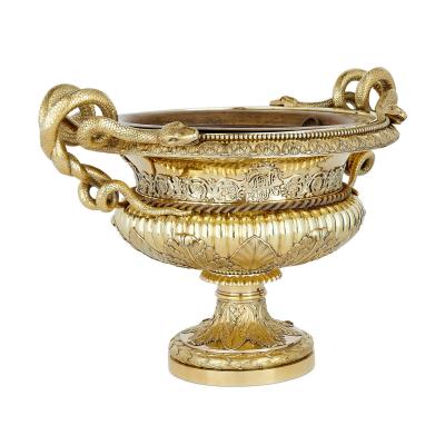 Large Belgian silver gilt vase 19th century
