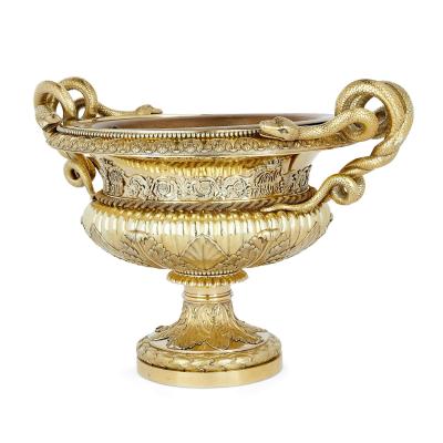 Large Belgian silver gilt vase 19th century