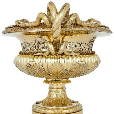 Large Belgian silver gilt vase 19th century