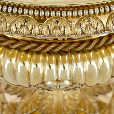 Large Belgian silver gilt vase 19th century