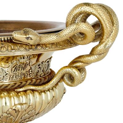 Large Belgian silver gilt vase 19th century